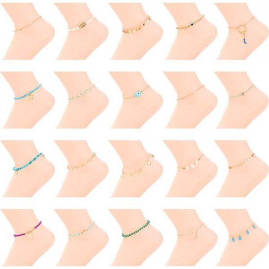 20PCS Boho Ocean Ankle Bracelets Beaded Shell Pearl Layered Beach Anklets For Women Foot Hand Chains Anklet Set Adjustable 20PCS Boho Ocean Ankle Bracelets Beaded Shell Pearl Layered Beach Anklets For Women Foot Hand Chains Anklet Set Adjustable